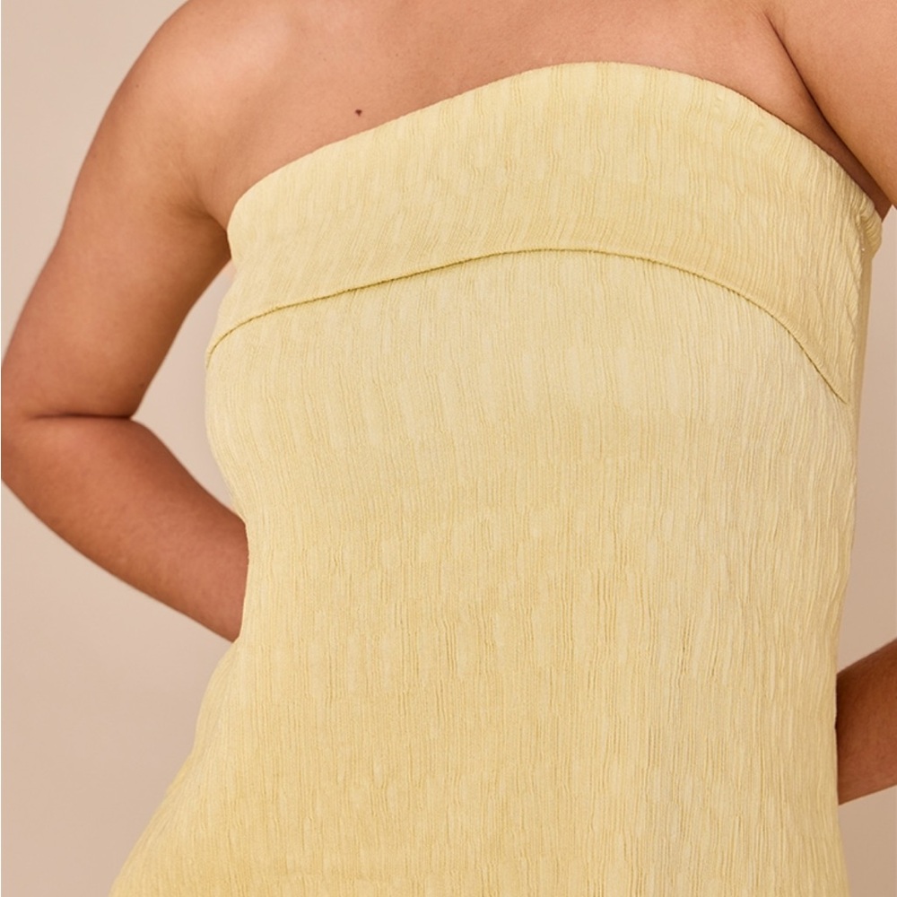 NWT. PLL LEMON BANDEAU ASYMMETRIC DRAPE DETAIL TOP + WIDE LEG PANT SET - Picture 7 of 8
